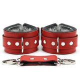 BDSM Leather Ankle & Wrist Cuffs with Collar, Chain, & Leash Set | Bonn Collection