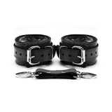 BDSM Leather Ankle & Wrist Cuffs with Collar, Chain, & Leash Set | Bonn Collection