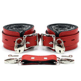 BDSM Leather Ankle & Wrist Cuffs with Collar, Chain, & Leash Set | Bonn Collection