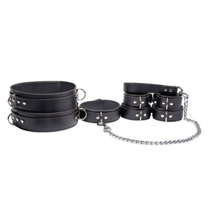 11-Piece Leather BDSM Restraint Set with Thigh Cuffs | Avery Collection