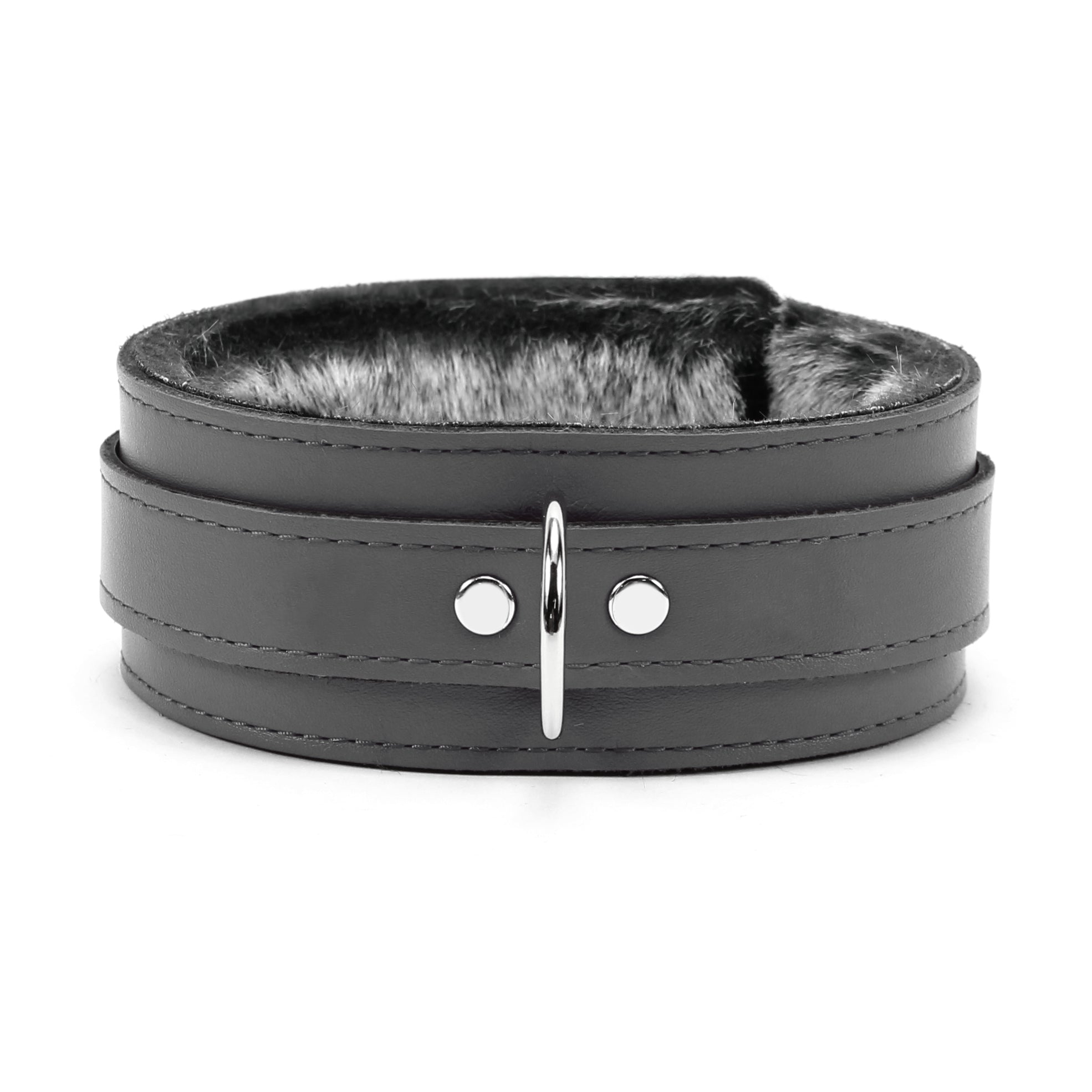 leather bondage gear Luxury Faux Fur BDSM Collar - Handmade Leather Bondage Gear