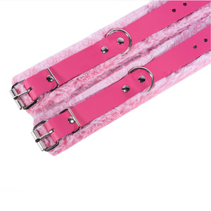 Wrist and Ankle Cuffs Set - Soft Genuine Leather & Faux Fur BDSM Bondage Gear | IVO Collection