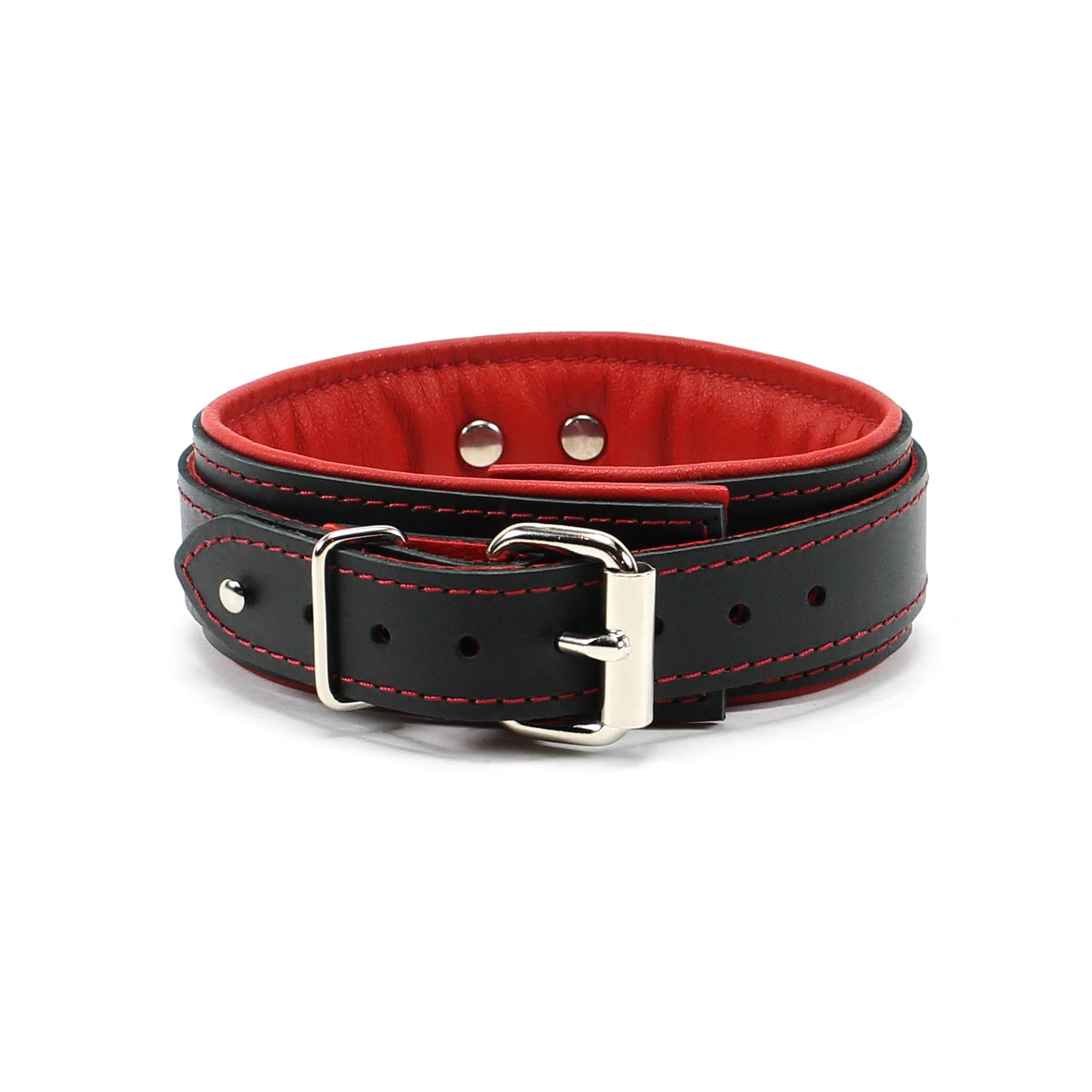 1.5" Padded BDSM Leather Collar with Regular/Locking Closure | Madison Collection
