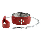 Handcrafted Premium Latigo Leather BDSM Collar and Leash with Chinchilla Faux Fur Lining | Atlas Collection