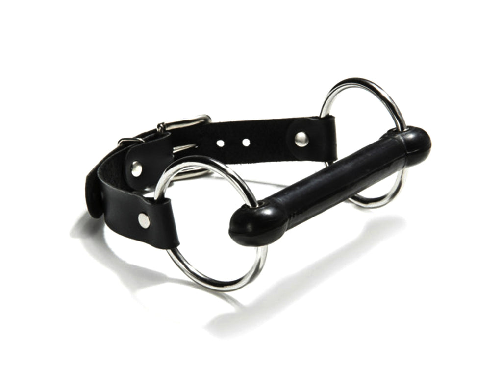 Black Mouth Gag Bit Gag Real Latigo Leather Strap