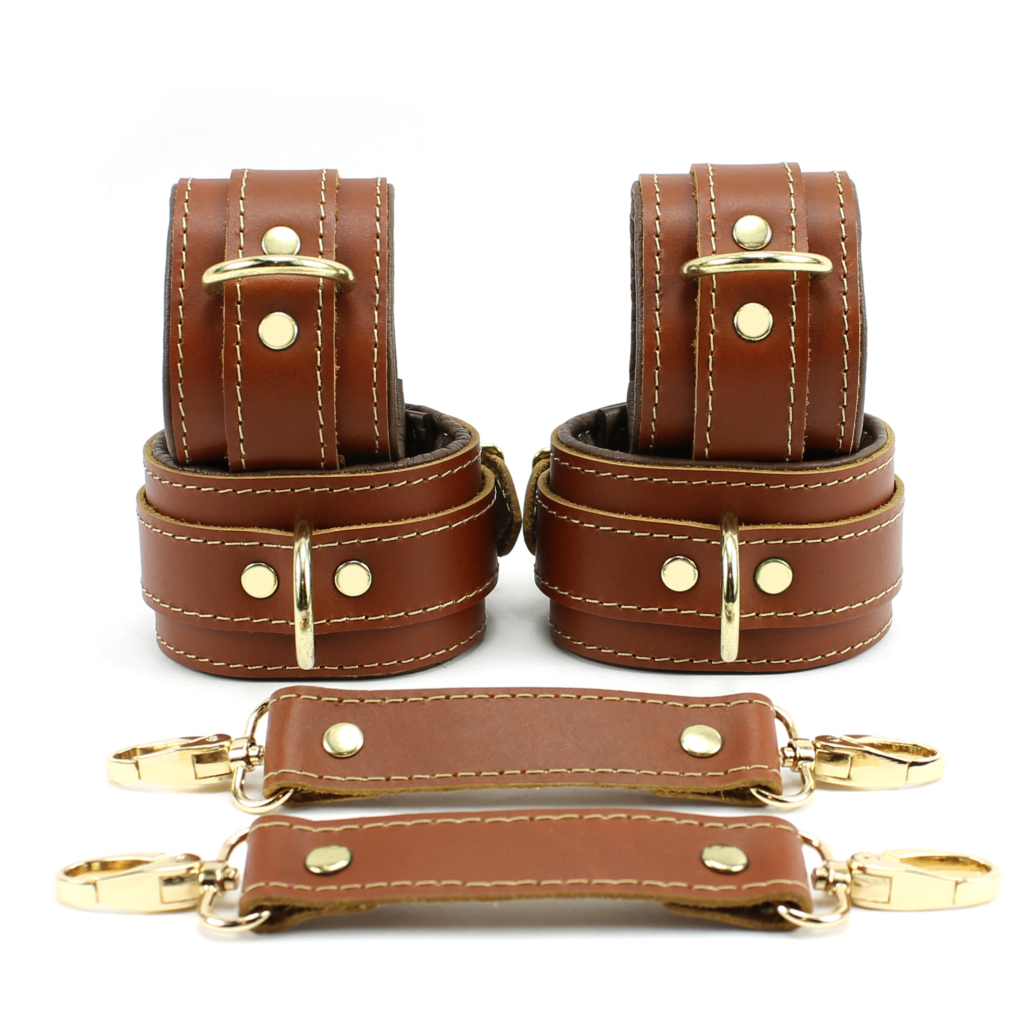 Wrist and Ankle Hogtie Bondage Kit - Natural Lambskin Leather BDSM Restraints | Fox Collection