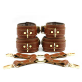 Wrist and Ankle Hogtie Bondage Kit - Natural Lambskin Leather BDSM Restraints | Fox Collection
