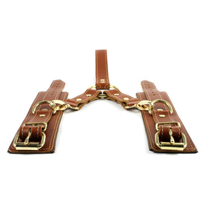 Leather Wrist Restraints with Handle for BDSM Hogtie Play | Fox Collection