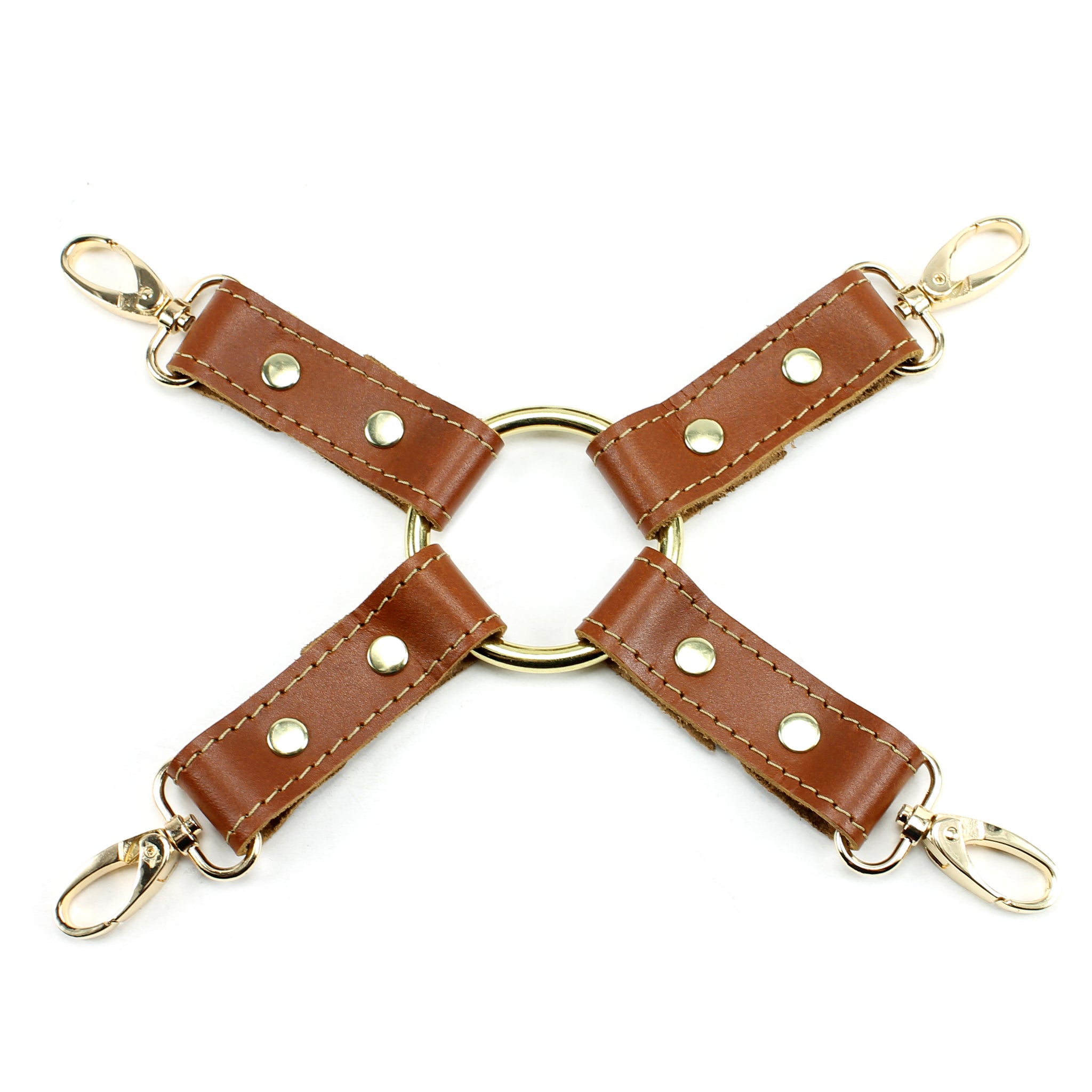 BDSM Leather Hogtie Restraint - 4-Way Bondage Connector | Fox Collection