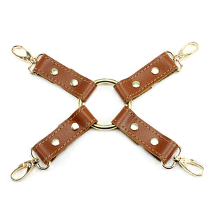 BDSM Leather Hogtie Restraint - 4-Way Bondage Connector | Fox Collection