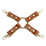 BDSM Leather Hogtie Restraint - 4-Way Bondage Connector | Fox Collection