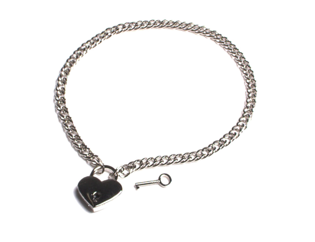 Chain Necklace and Heart Padlock Day Collar