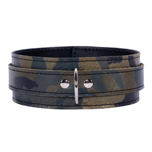 Military Camouflage Leather BDSM Collar and Leash Set | Camo Collection