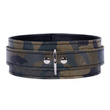 Military Camouflage Leather BDSM Collar and Leash Set | Camo Collection