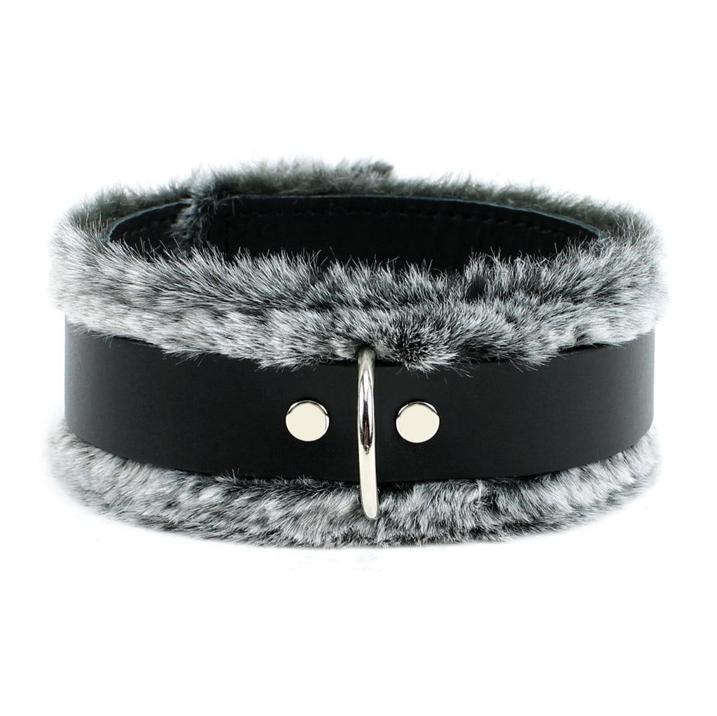 IVO Leather Collar Handcrafted Fine Quality Natural Chic Faux Fur
