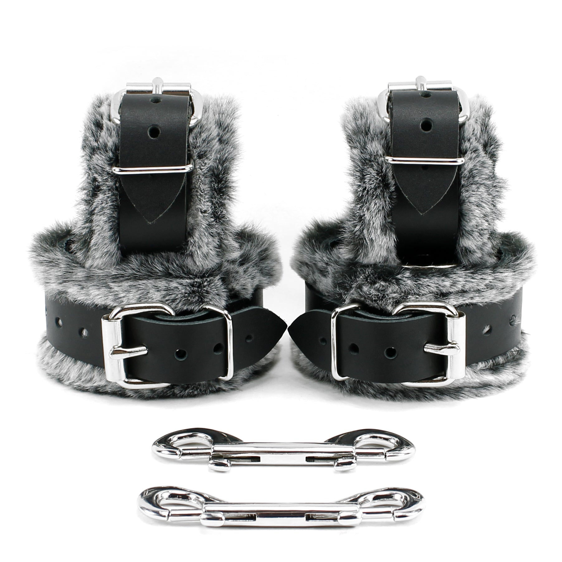 Wrist and Ankle Cuffs Set - Soft Genuine Leather & Faux Fur BDSM Bondage Gear | IVO Collection