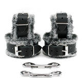 Wrist and Ankle Cuffs Set - Soft Genuine Leather & Faux Fur BDSM Bondage Gear | IVO Collection