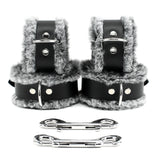 Wrist and Ankle Cuffs Set - Soft Genuine Leather & Faux Fur BDSM Bondage Gear | IVO Collection