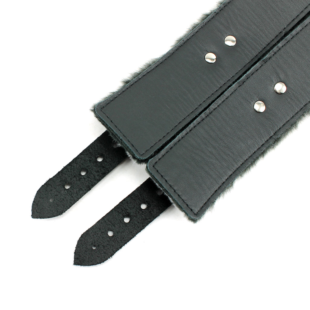 Wrist and Ankle Cuffs Set - Soft Genuine Leather & Faux Fur BDSM Bondage Gear | IVO Collection