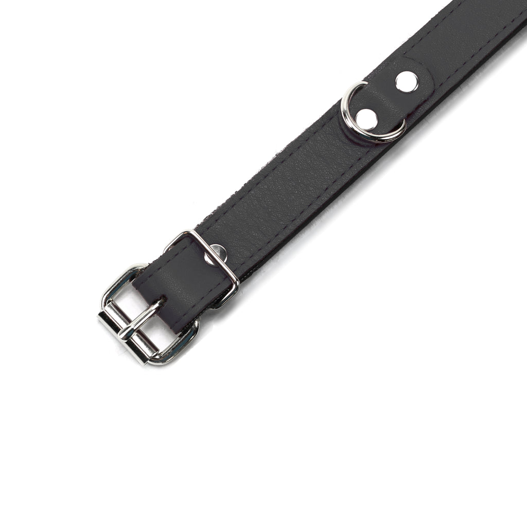 Kaytlyn Leather Collar with Chinchilla Fur – Luxury BDSM Gear | Kaytlyn Collection