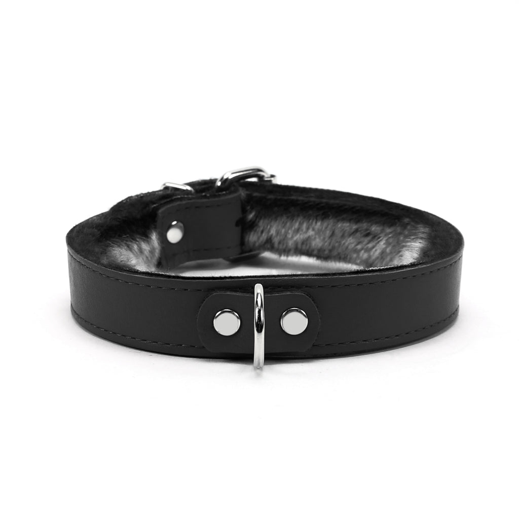 Kaytlyn Leather Collar with Chinchilla Fur – Luxury BDSM Gear | Kaytlyn Collection