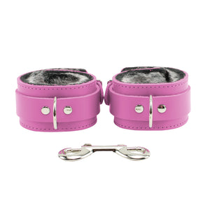 Premium Faux Fur Lined Leather BDSM Handcuffs | Atlas Collection