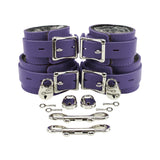 Bondage Fur Wrist & Ankle Cuffs Set with Hogtie - Sturdy Leather BDSM Restraints | Atlas Collection