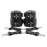 Bondage Fur Wrist & Ankle Cuffs Set with Hogtie - Sturdy Leather BDSM Restraints | Atlas Collection
