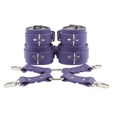 Bondage Fur Wrist & Ankle Cuffs Set with Hogtie - Sturdy Leather BDSM Restraints | Atlas Collection
