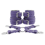Bondage Fur Wrist & Ankle Cuffs Set with Hogtie - Sturdy Leather BDSM Restraints | Atlas Collection