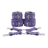 Bondage Fur Wrist & Ankle Cuffs Set with Hogtie - Sturdy Leather BDSM Restraints | Atlas Collection