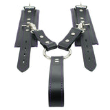 Lockable Soft Leather BDSM Hogtie Wrist Cuffs with Straps | Madison Collection