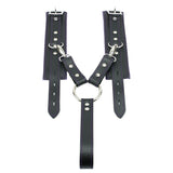 Lockable Soft Leather BDSM Hogtie Wrist Cuffs with Straps | Madison Collection