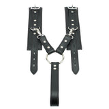 Lockable Soft Leather BDSM Hogtie Wrist Cuffs with Straps | Madison Collection