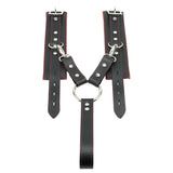 Lockable Soft Leather BDSM Hogtie Wrist Cuffs with Straps | Madison Collection