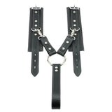 Lockable Soft Leather BDSM Hogtie Wrist Cuffs with Straps | Madison Collection