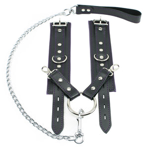 Lockable Chain Leash & Hogtie Wrist Cuffs - BDSM Restraint Set for Secure Bondage | Madison Collection