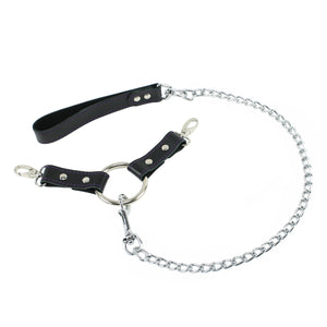Lockable Chain Leash & Hogtie Wrist Cuffs - BDSM Restraint Set for Secure Bondage | Madison Collection