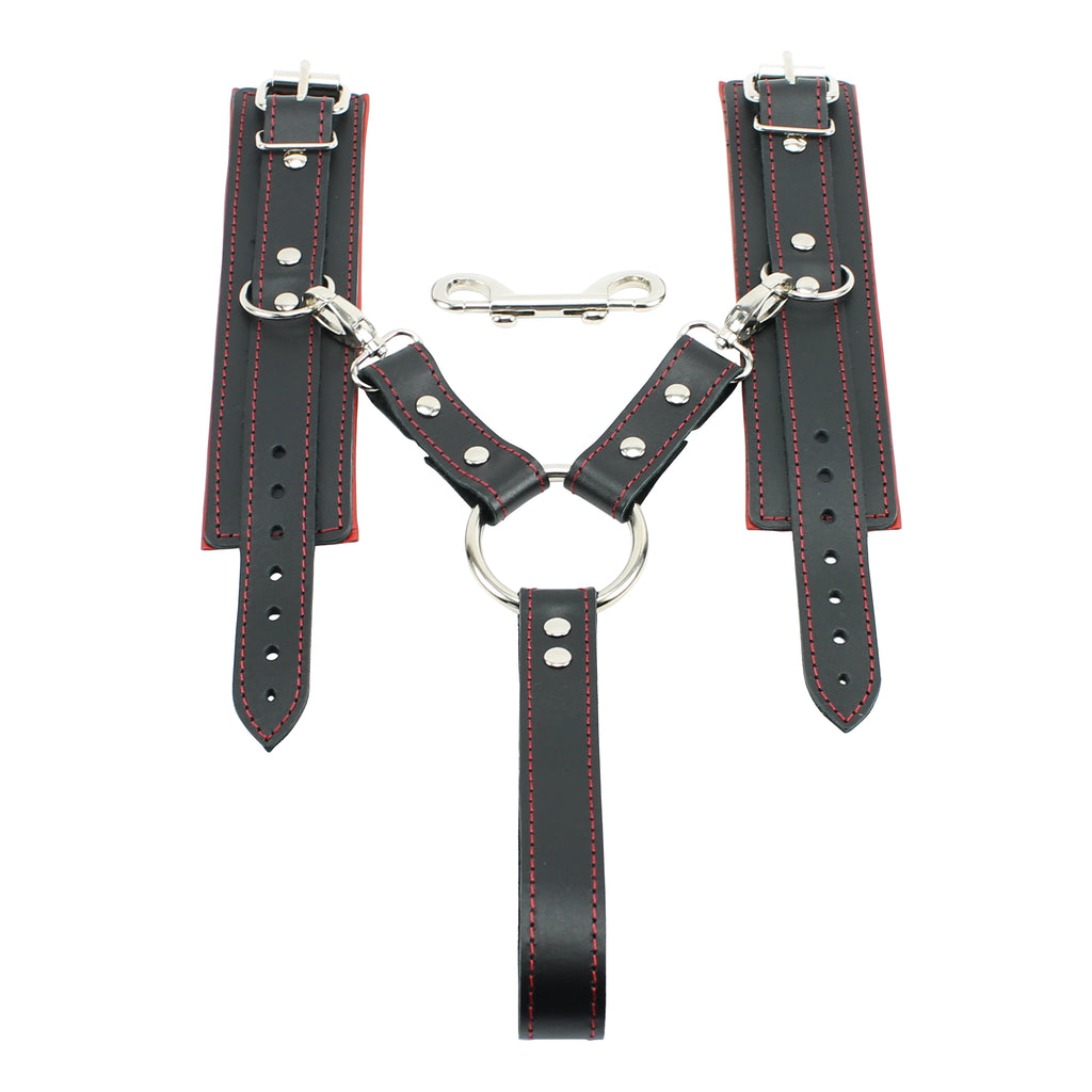 Bonded Leather Hand Cuffs With Handle - With Adjustable Straps – The Love  Store Online
