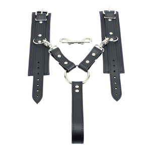 Lockable Soft Leather BDSM Hogtie Wrist Cuffs with Straps | Madison Collection