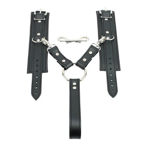 Lockable Soft Leather BDSM Hogtie Wrist Cuffs with Straps | Madison Collection
