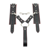 Lockable Soft Leather BDSM Hogtie Wrist Cuffs with Straps | Madison Collection
