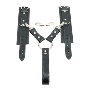 Lockable Soft Leather BDSM Hogtie Wrist Cuffs with Straps | Madison Collection