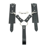 Lockable Soft Leather BDSM Hogtie Wrist Cuffs with Straps | Madison Collection