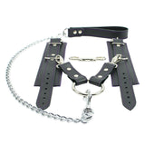 Lockable Chain Leash & Hogtie Wrist Cuffs - BDSM Restraint Set for Secure Bondage | Madison Collection