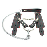 Lockable Chain Leash & Hogtie Wrist Cuffs - BDSM Restraint Set for Secure Bondage | Madison Collection