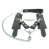 Lockable Chain Leash & Hogtie Wrist Cuffs - BDSM Restraint Set for Secure Bondage | Madison Collection