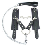 Lockable Chain Leash & Hogtie Wrist Cuffs - BDSM Restraint Set for Secure Bondage | Madison Collection