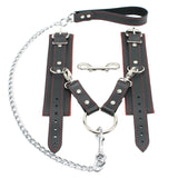 Lockable Chain Leash & Hogtie Wrist Cuffs - BDSM Restraint Set for Secure Bondage | Madison Collection
