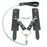 Lockable Chain Leash & Hogtie Wrist Cuffs - BDSM Restraint Set for Secure Bondage | Madison Collection